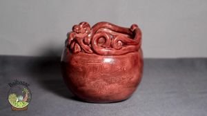 Rustik Kırmızı Renkli El Yapımı Seramik Kaktüs Sukulent Saksısi HandMade