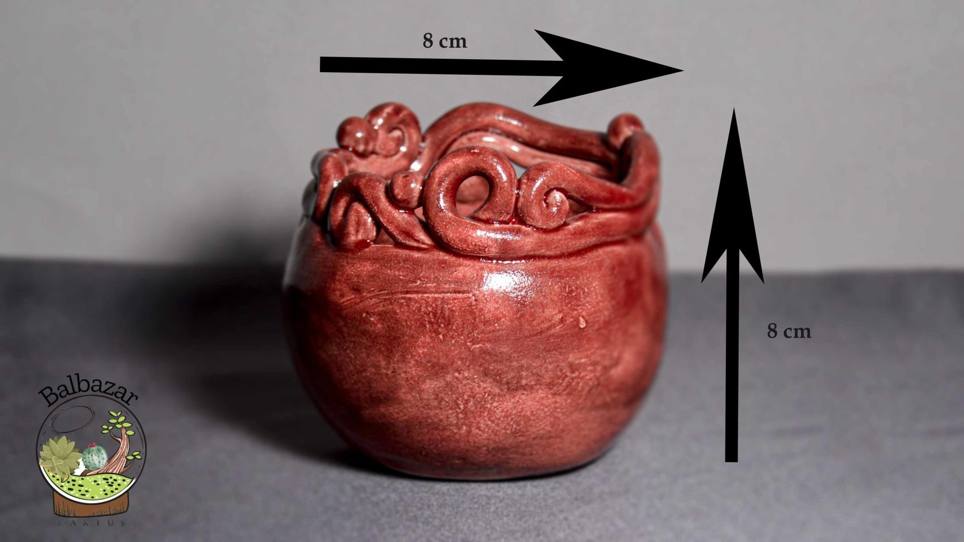 Rustik Kırmızı Renkli El Yapımı Seramik Kaktüs Sukulent Saksısi HandMade