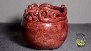 Rustik Kırmızı Renkli El Yapımı Seramik Kaktüs Sukulent Saksısi HandMade